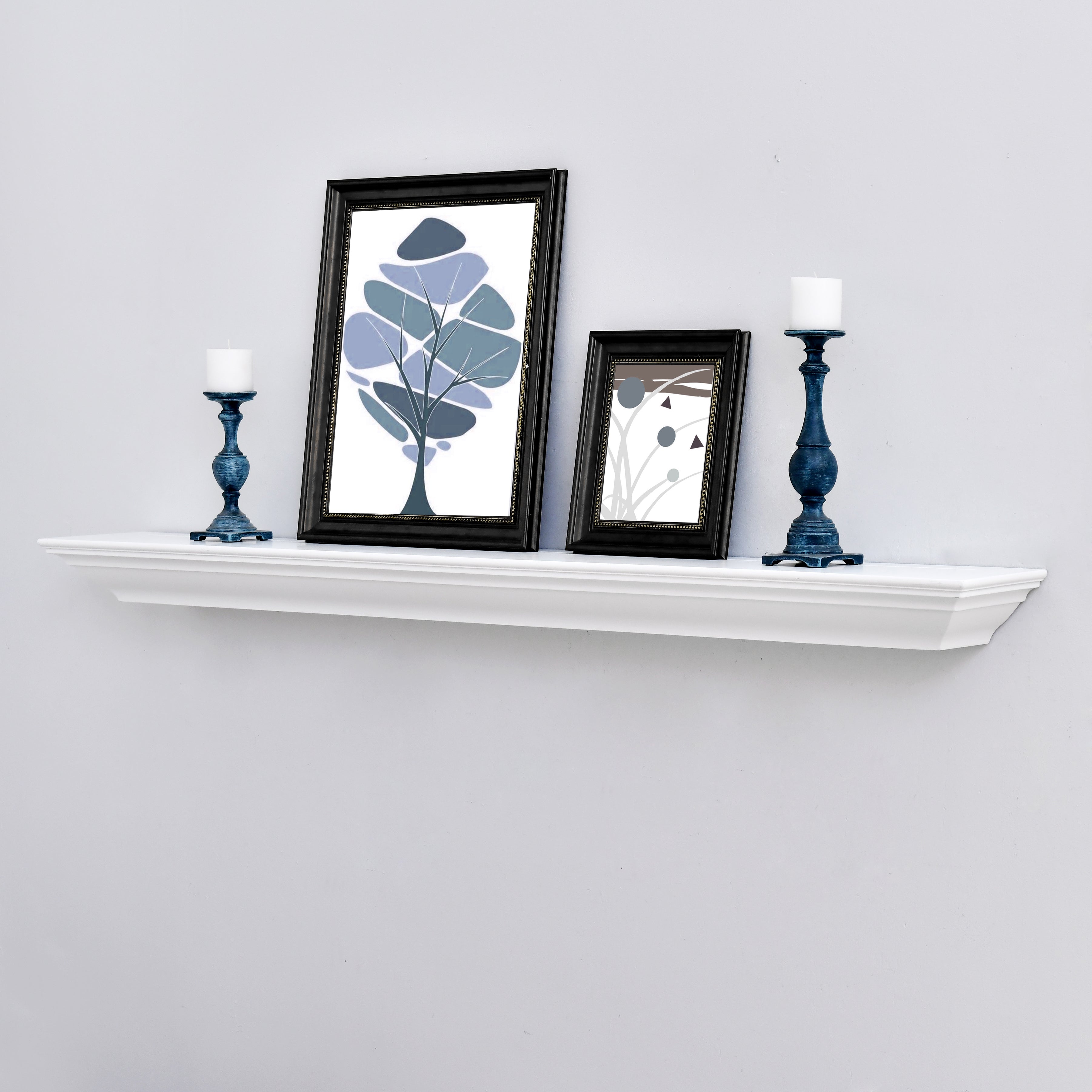 WELLAND Pine Wood Corona Crown Molding Floating Shelf Wall Mounted Shelves Fireplace Mantel Display, 72