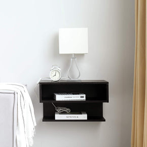 WELLAND Floating Nightstand Side Table Wall Mounted Shelf with Drawer Storage, 22.25"L x 11.63"W x 5.25"H, Espresso