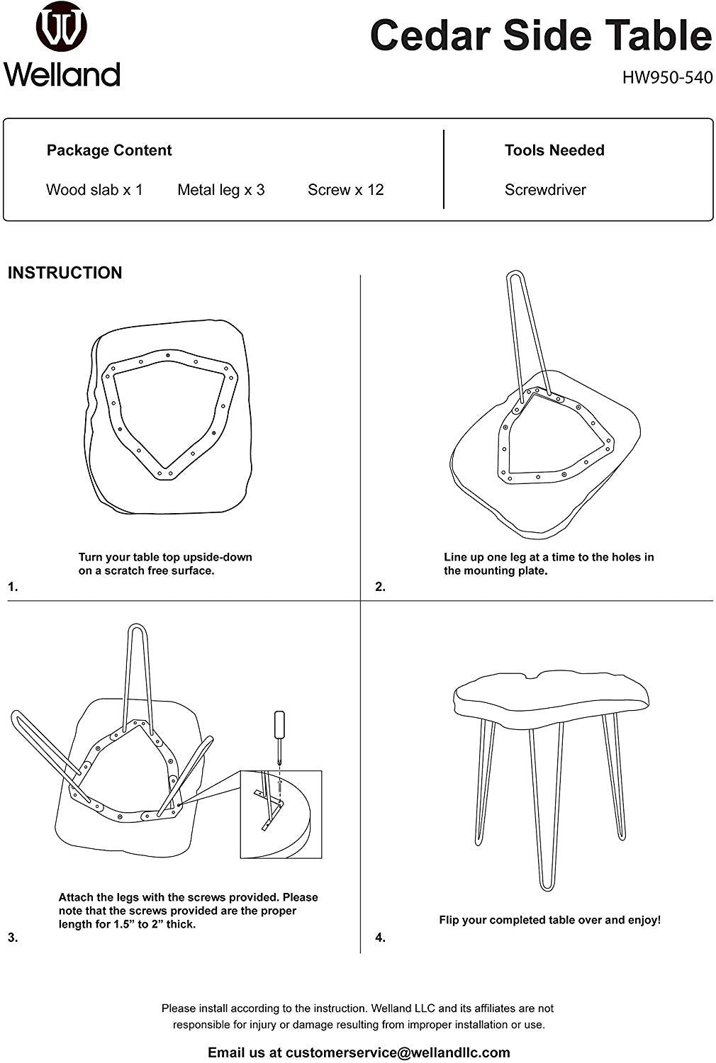WELLAND Natural Live Edge Side Table with Hairpin Legs, Small Nightstand Wood End Table, 13.5