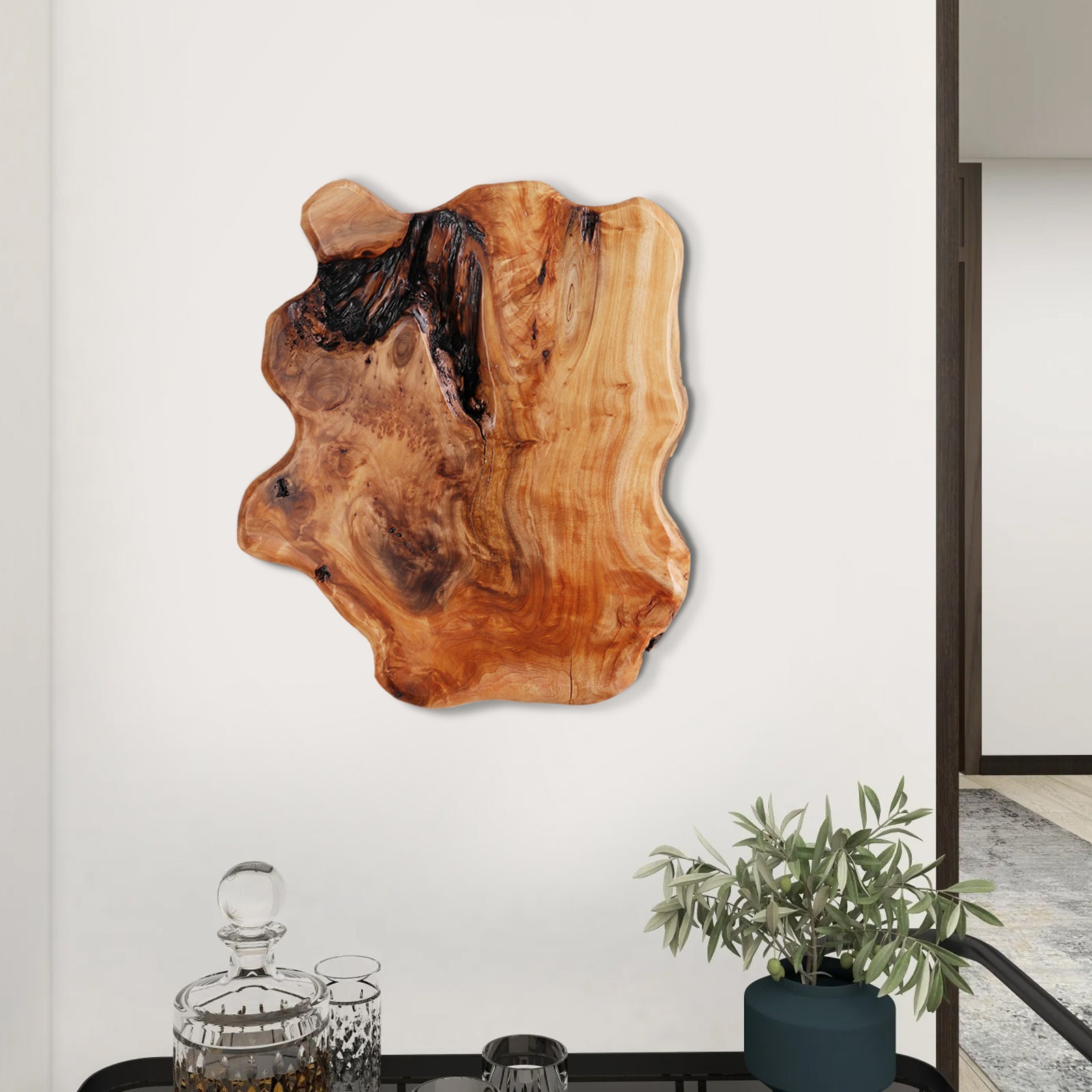 WELLAND Cedar Wood Wall decoration Ornaments, Hanging Decoration, irregular shape décor, 17.5 (L) x 1.5 (W) x 15 (H) inches