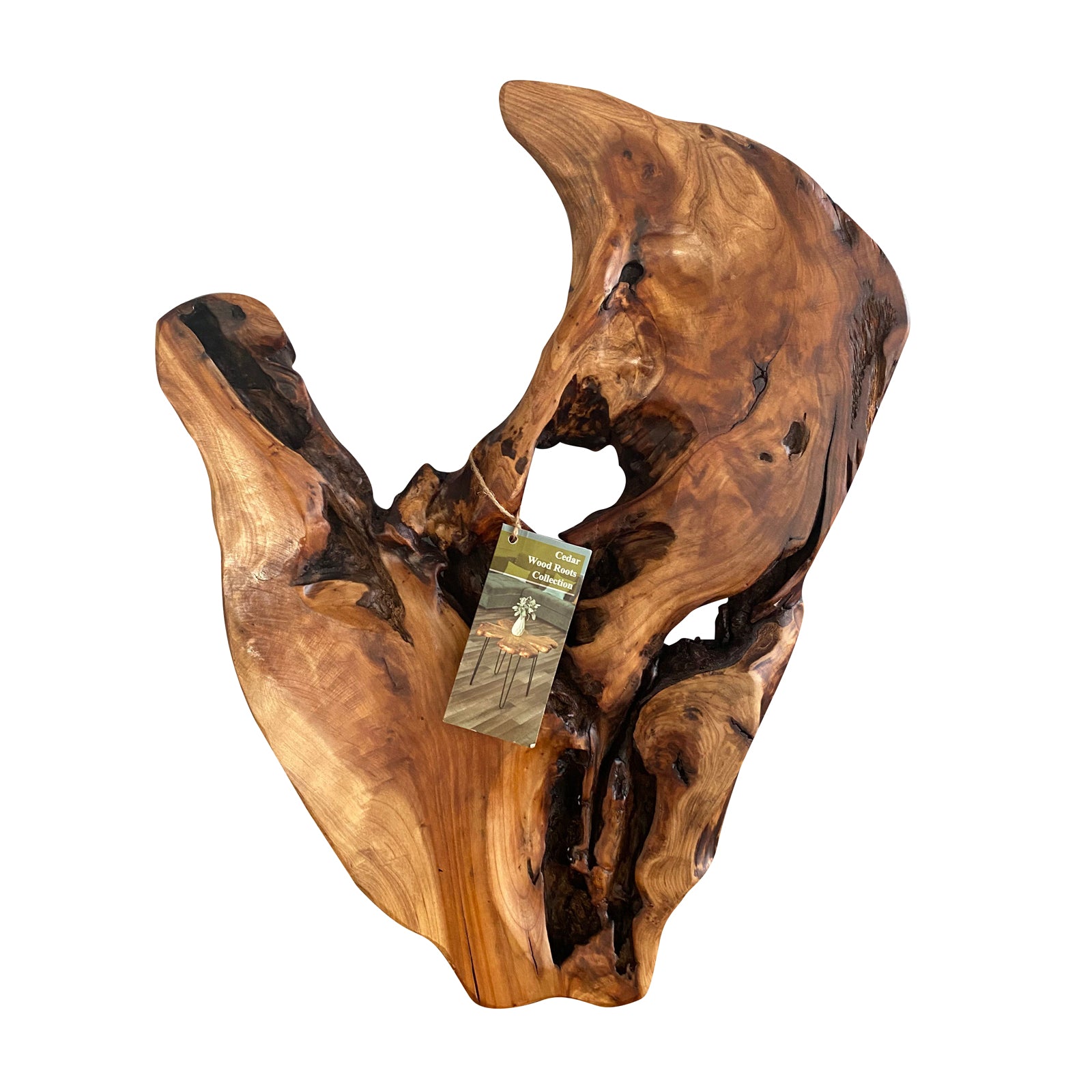 WELLAND Cedar Wood Wall decoration Ornaments, Hanging Decoration, irregular shape décor, 17.5 (L) x 1.5 (W) x 15 (H) inches