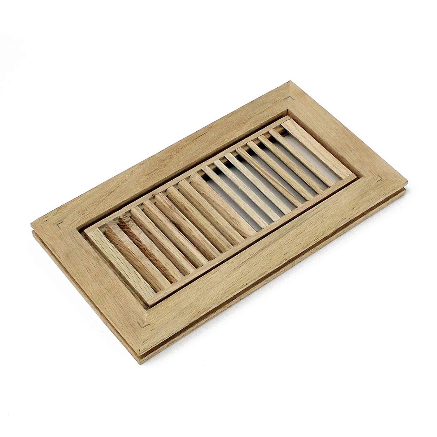WELLAND Red Oak Flush Mount Floor Register Vents With Frame,Unfinished Wood Vents.
