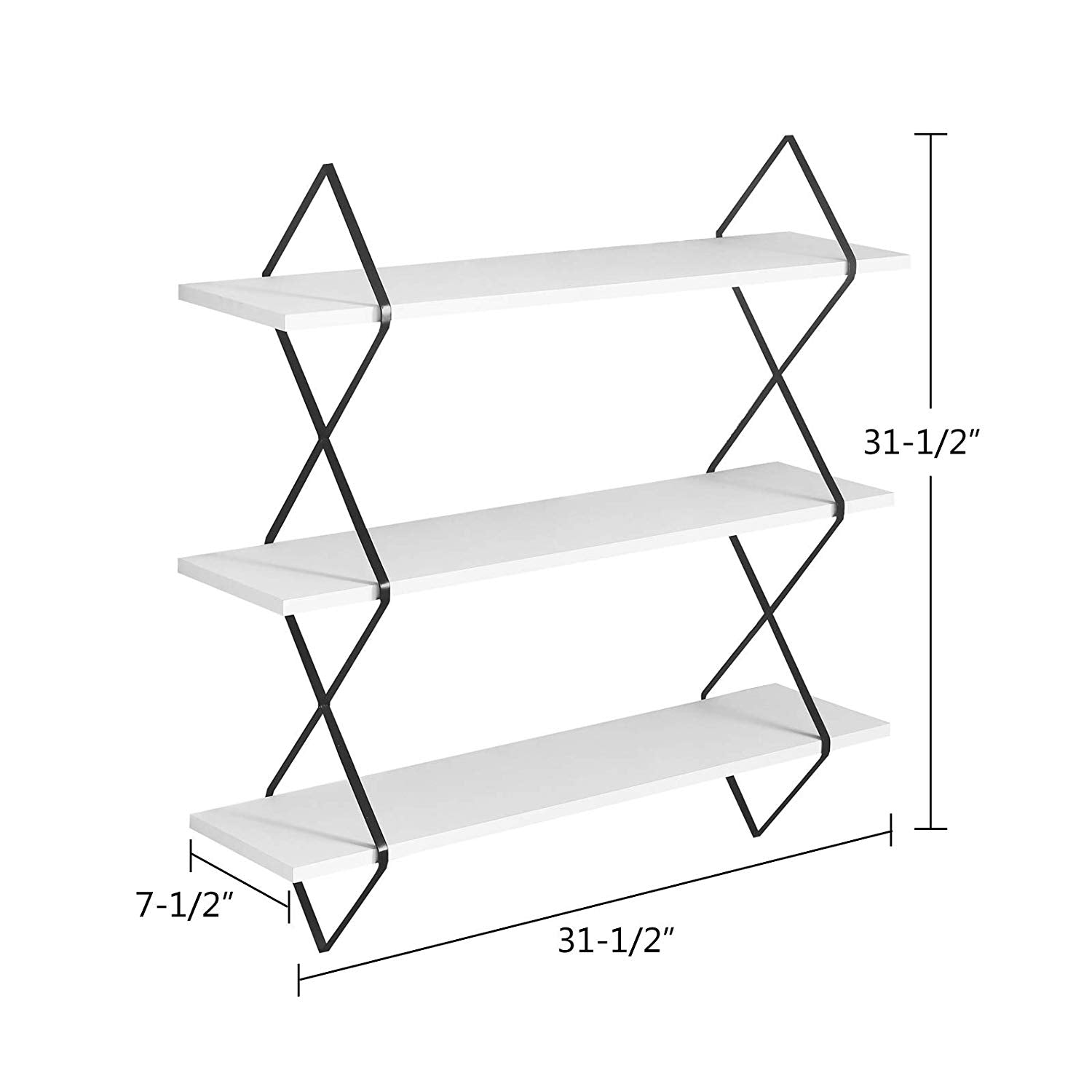 WELLAND 3-Tier Wall Floating Shelves Display Wall Mounted Hanging Shelf with Black Frame, 3.5