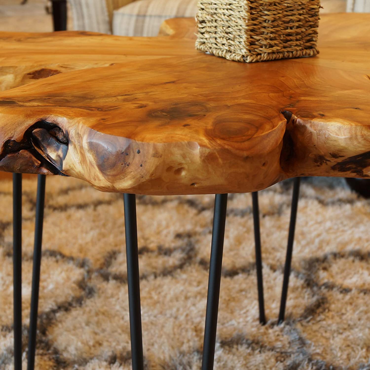 WELLAND Rustic Cedar Edge Coffee Table End Table Side Table(27