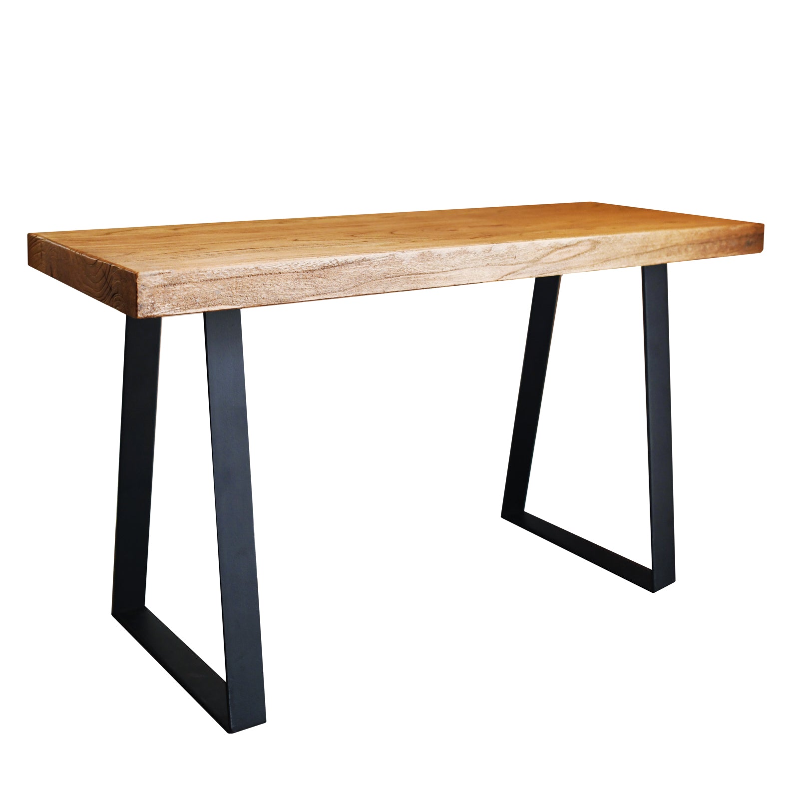 WELLAND Old Elm Wood Entryway Bench, End Bench Table Side Bench with Trapezoid Legs, 32