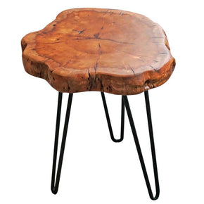 WELLAND Natural Wood Stump Rustic Surface End Table Side Table Coffee Table, 15"W x 15"D x 15.75"H