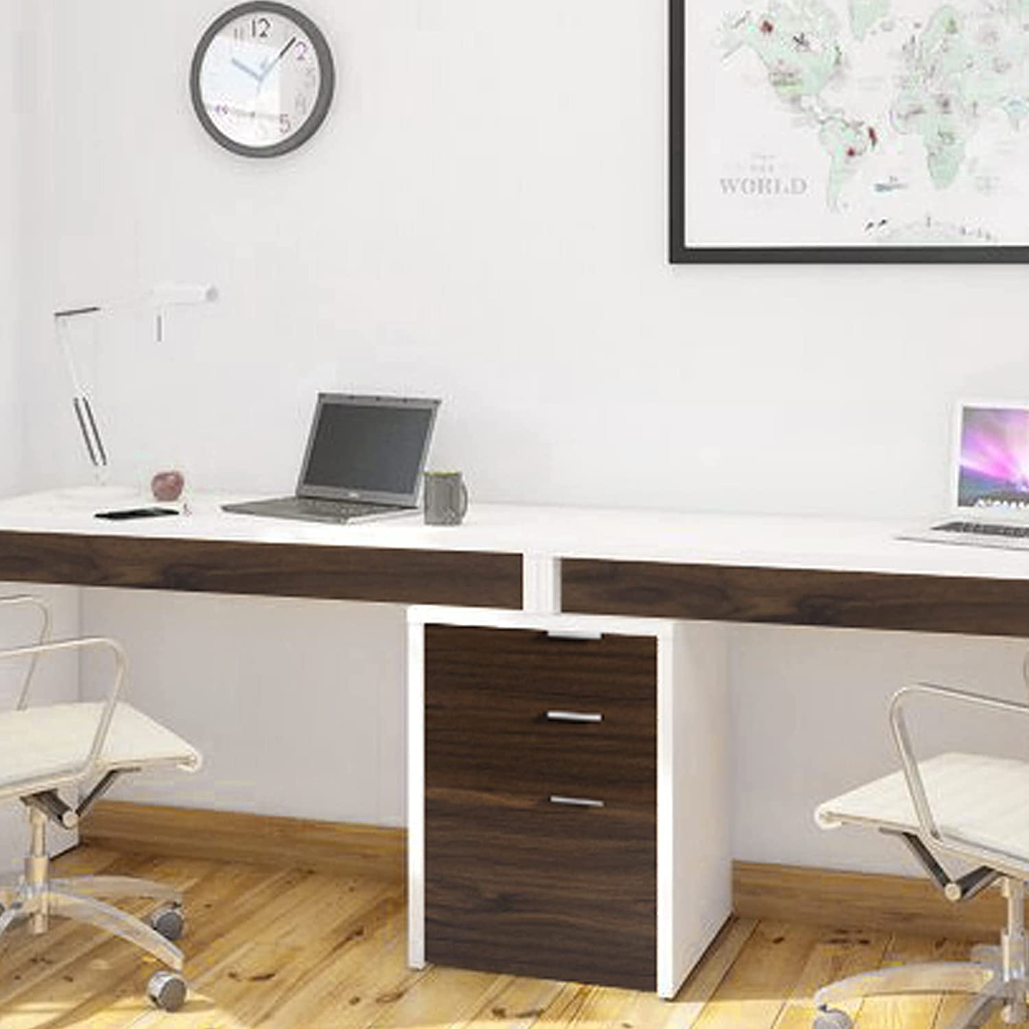 WELLAND Mobile File Cabinet Under Desk with 3 Drawer, Vertical Filing Cabinet or Nightstand with Wheels