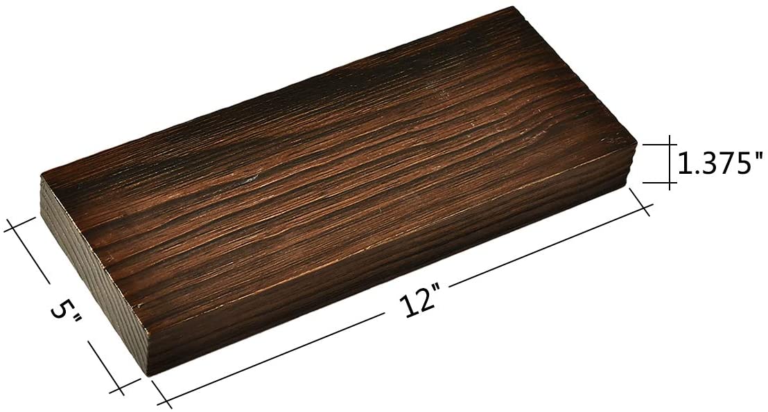 WELLAND Bradley Handmade Wood Floating Shelf Rustic Wall-Mounted Shelves, Set of 2, 12