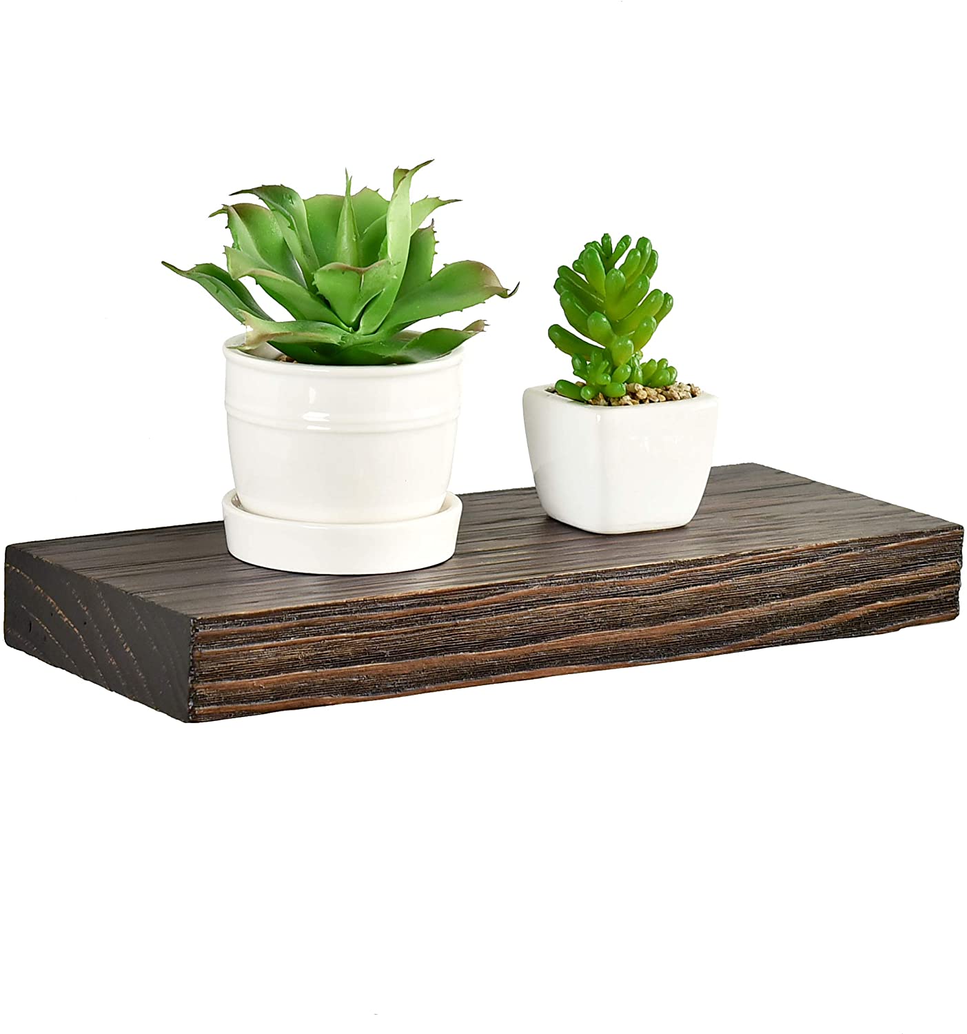 WELLAND Bradley Handmade Wood Floating Shelf Rustic Wall-Mounted Shelves, Set of 2, 12