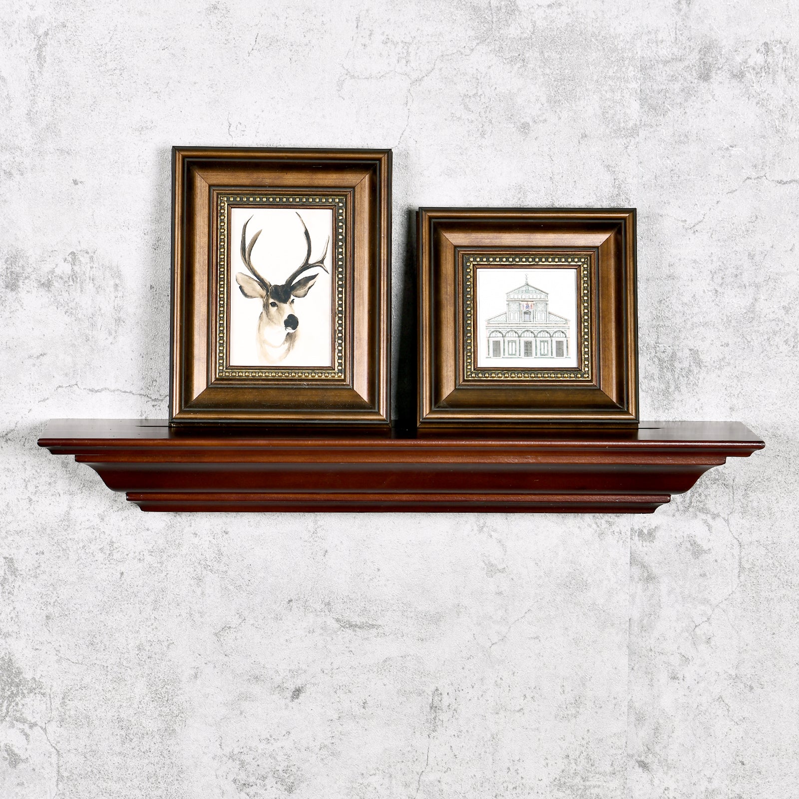 WELLAND Pine Wood Corona Crown Molding Floating Shelf Wall Mounted Shelves Fireplace Mantel Display, 24