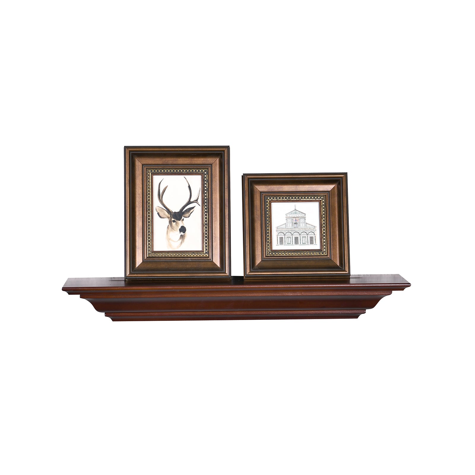 WELLAND Pine Wood Corona Crown Molding Floating Shelf Wall Mounted Shelves Fireplace Mantel Display, 24