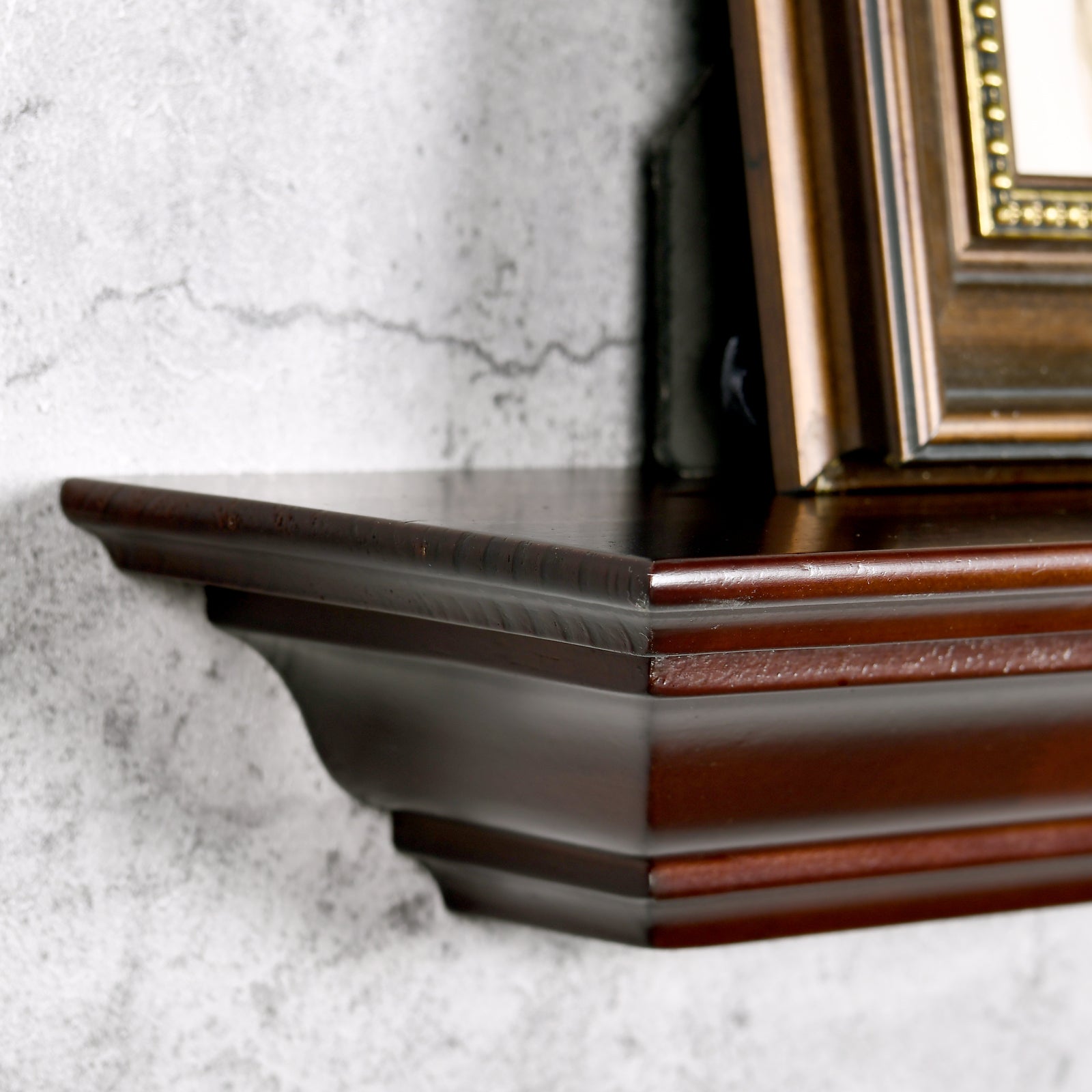 WELLAND Pine Wood Corona Crown Molding Floating Shelf Wall Mounted Shelves Fireplace Mantel Display, 24