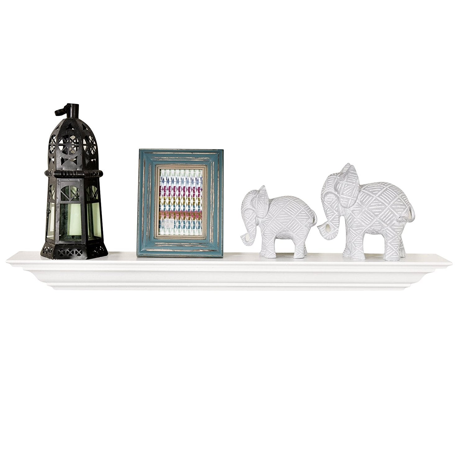 WELLAND Pine Wood Corona Crown Molding Floating Shelf Wall Mounted Shelves Fireplace Mantel Display, 24