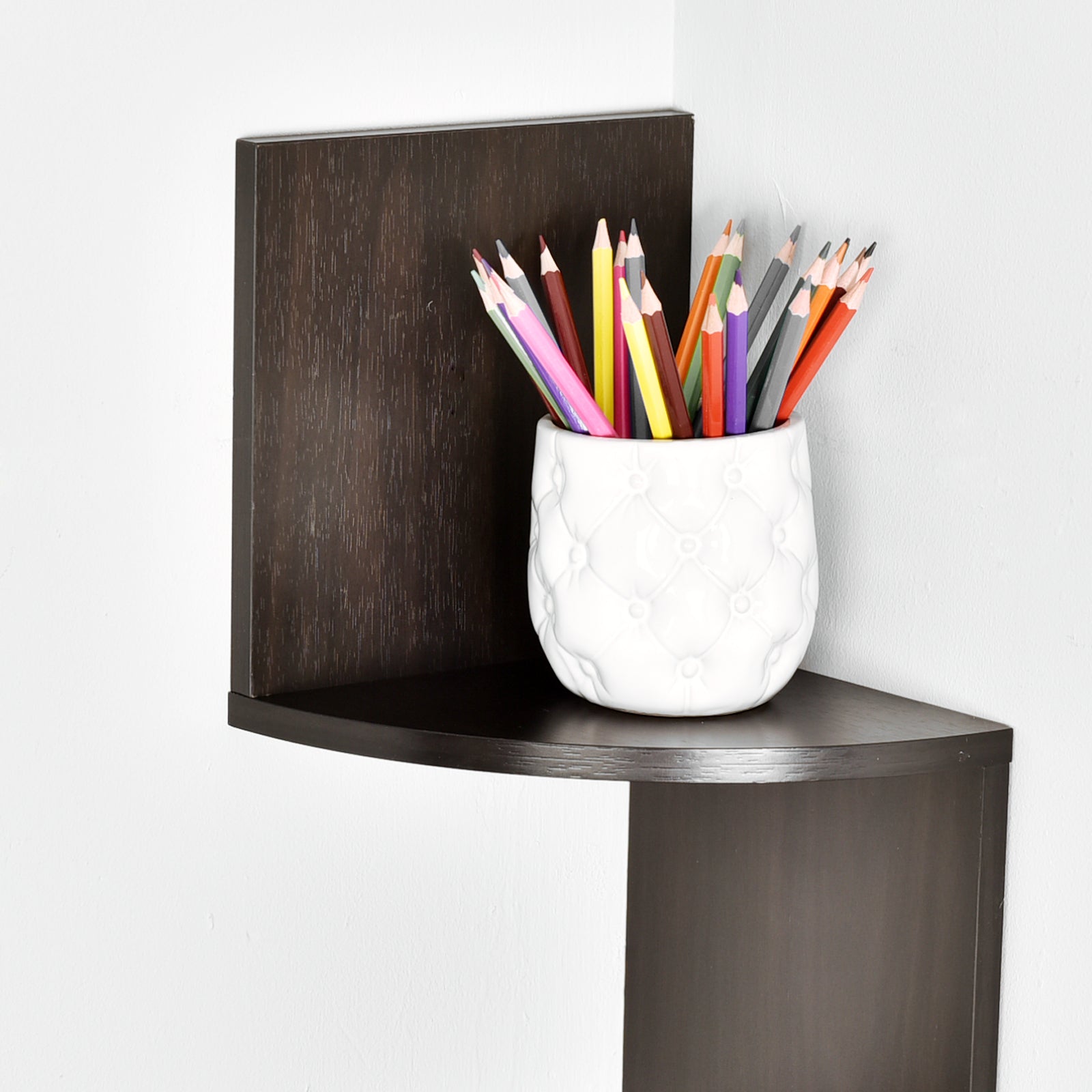 WELLAND Zig Zag 4-Tier Floating Corner Shelves Wall Mounted Shelf Storage Display, 7.87