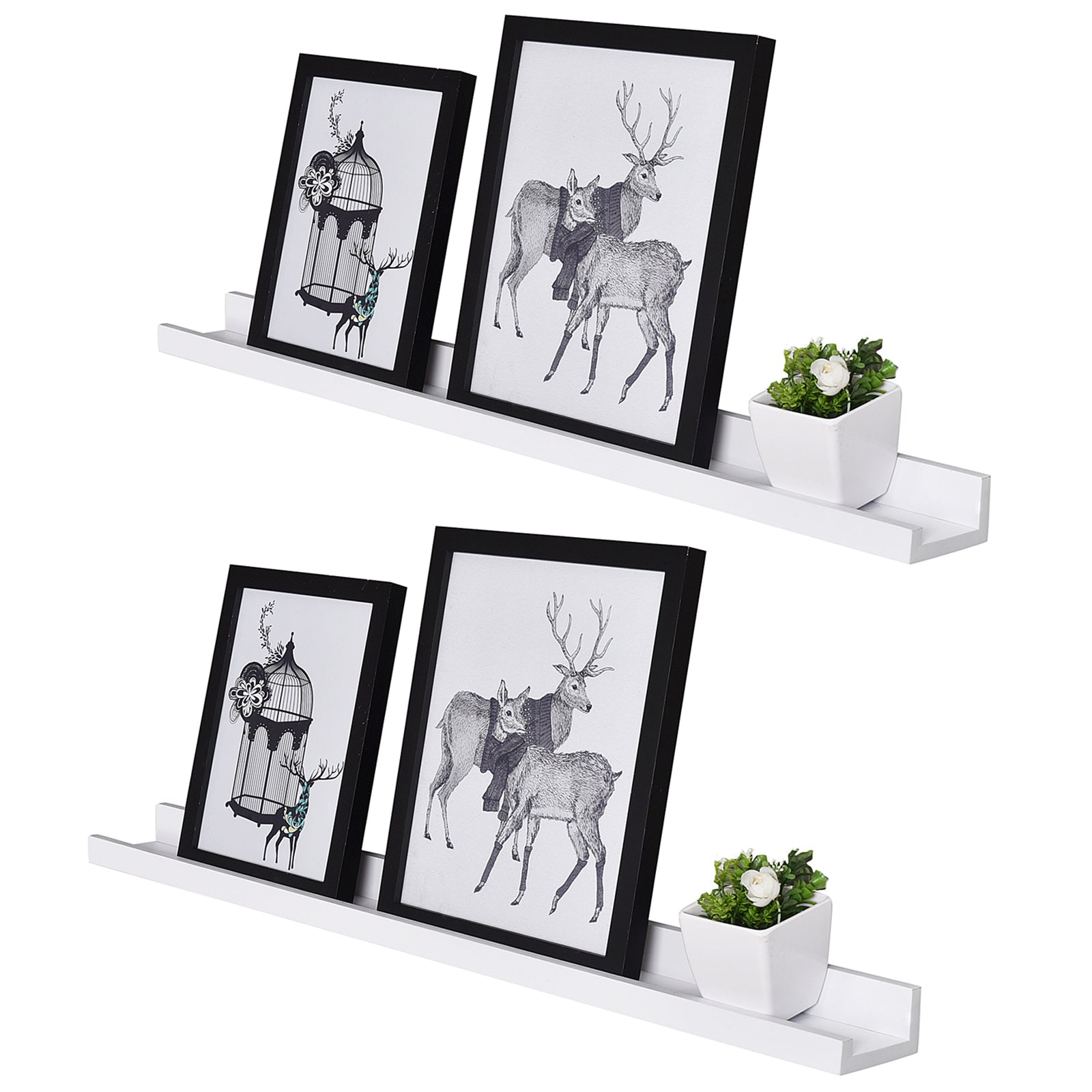 WELLAND Vista Photo Ledge Floating Shelves Picture Ledge Wall Mounted Shelf Display, Set of 2, 47.24