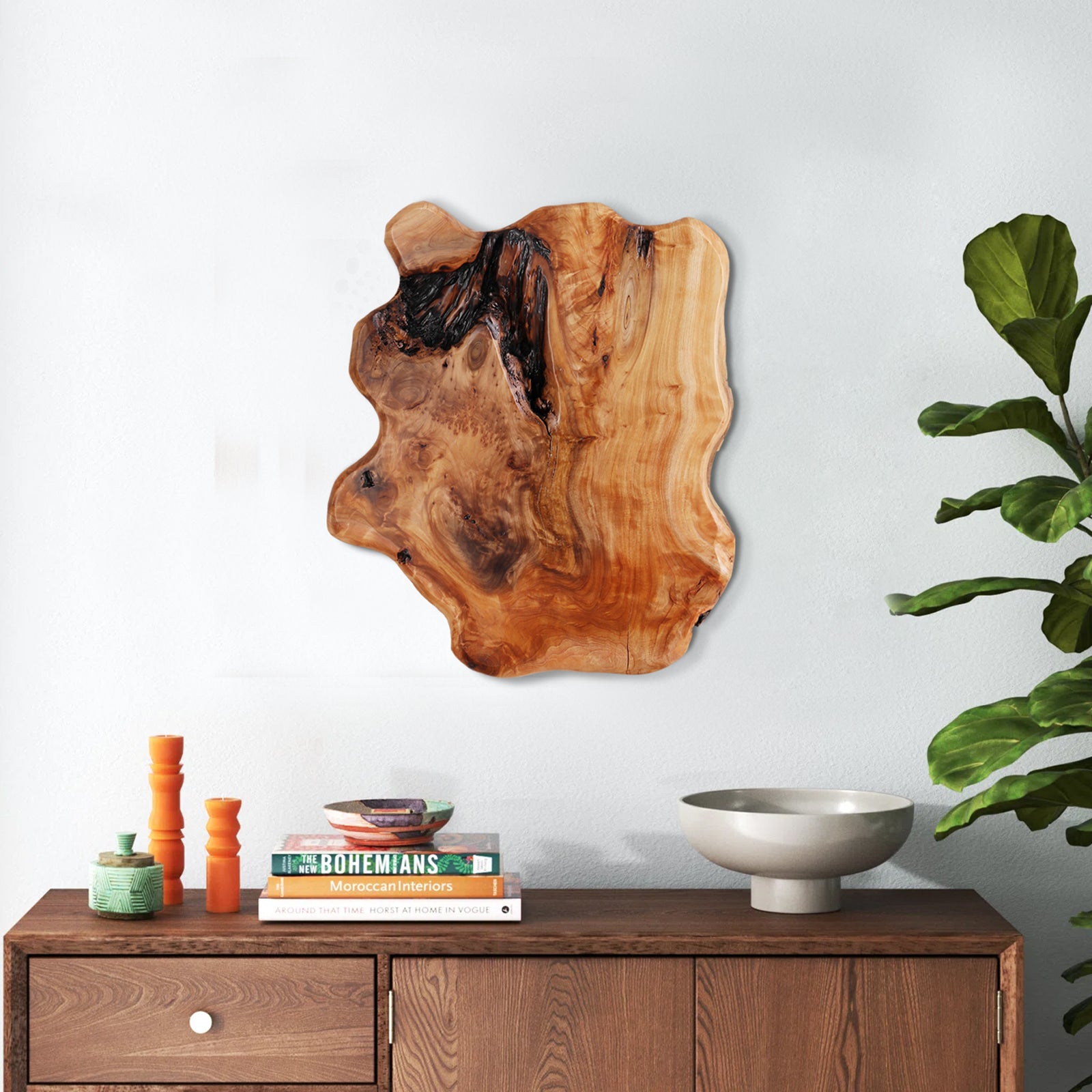 WELLAND Cedar Wood Wall decoration Ornaments, Hanging Decoration, irregular shape décor, 17.5 (L) x 1.5 (W) x 15 (H) inches