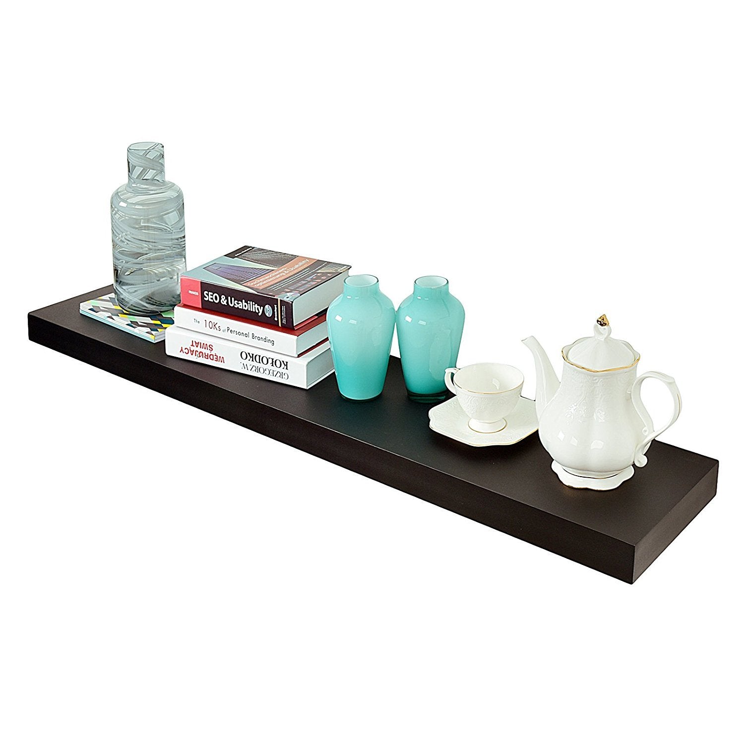 WELLAND  Floating Shelves Wood Modern Display Shelves Wall Mounted Shelves, 48