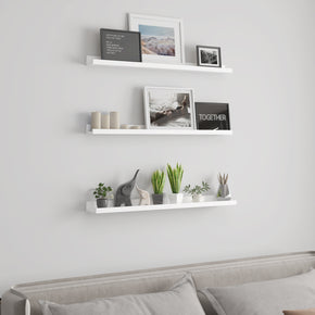 WELLAND Vista Photo Ledge Floating Shelves Picture Ledge Wall Mounted Shelf Display, Set of 3, 2pcs -35.43"L x 3.5"D x 2"T, 1pc- 35.4"Lx4.72"Dx2.32"T - white