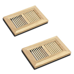 WELLAND 6X12 Inch White Oak Wood Flush Mount Vents, Hardwood Flush Mount Floor Register Vent Unfinished, 2 PCS