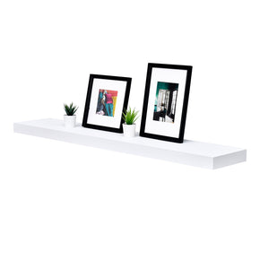 WELLAND  Floating Shelves Wood Modern Display Shelves Wall Mounted Shelves, 48"L x 9.25"D x 2"T, White/Black/Espresso