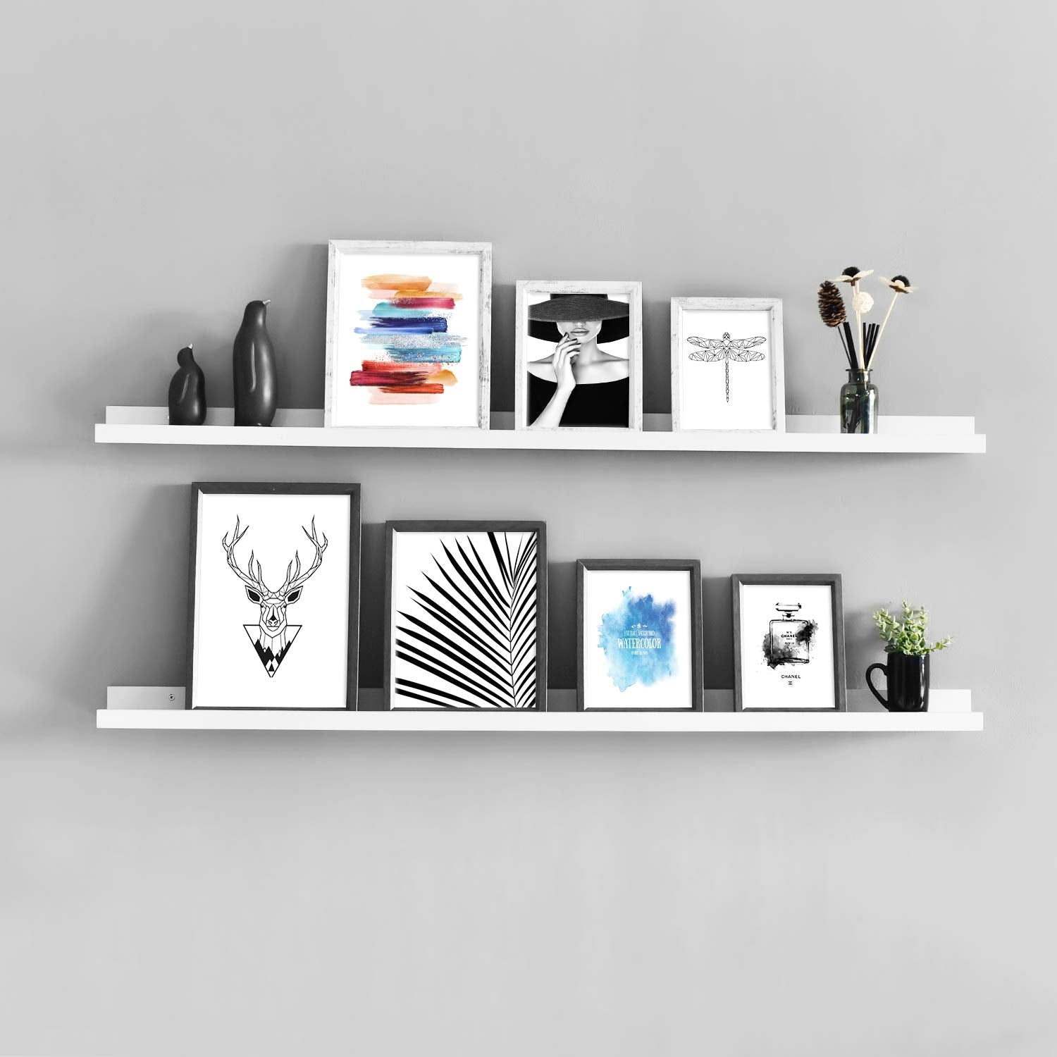 48 Inch Picture Ledge Set of 2 Picture Display Wall Shelves Welland Store