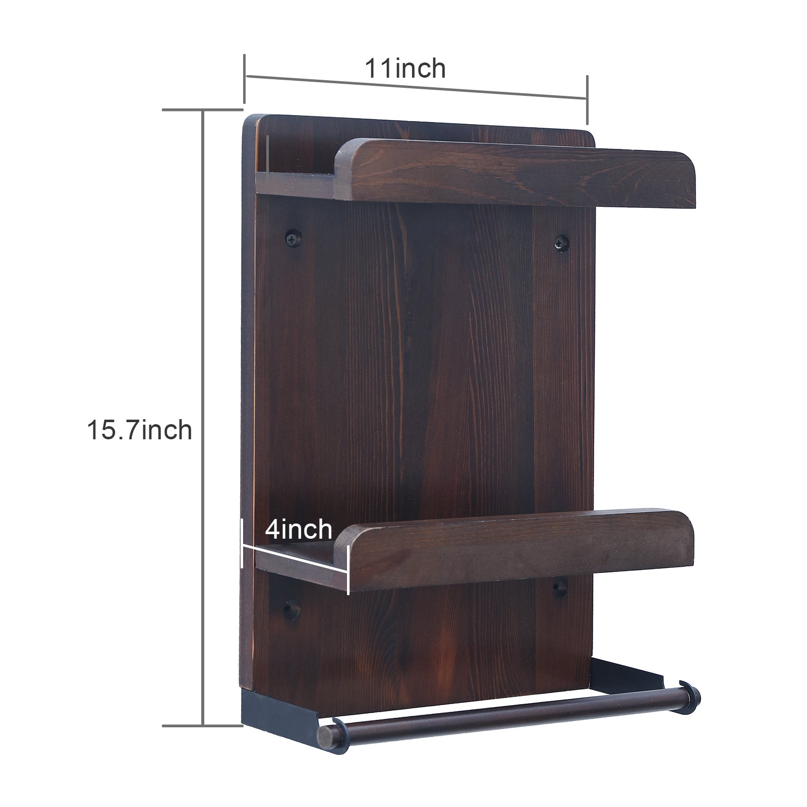 Wooden Toilet Paper Holder With Phone Shelf Solid Wood Wall Mount Storage  Rack