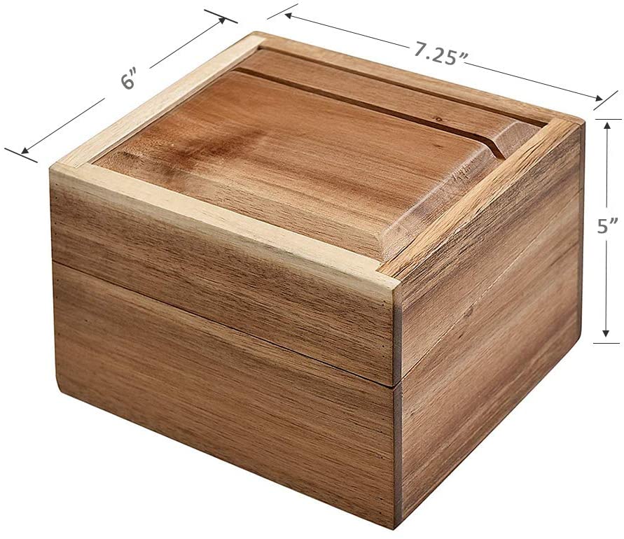 YINSHCO Wooden Recipe Box With Cards And Dividers, Acacia Wood Recipe Card Holder, Recipe Box And Cards Set Come With 50 RecipeCards 4x6 And 6 Category Dividers, Recipe Organize For Kitchen