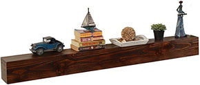 WELLAND Dylan Pinewood Rustic Wood Floating Shelf Fireplace Mantel Shelf Wall Mounted Shelves Display, 6"W x 6"H, Walnut