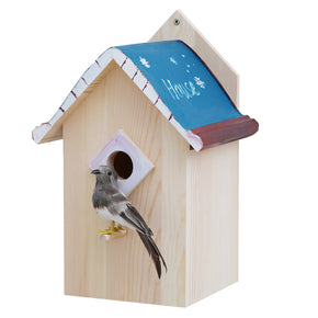WELLAND Wooden Wild Bird Feeder Hanging Bird House for Outside Garden