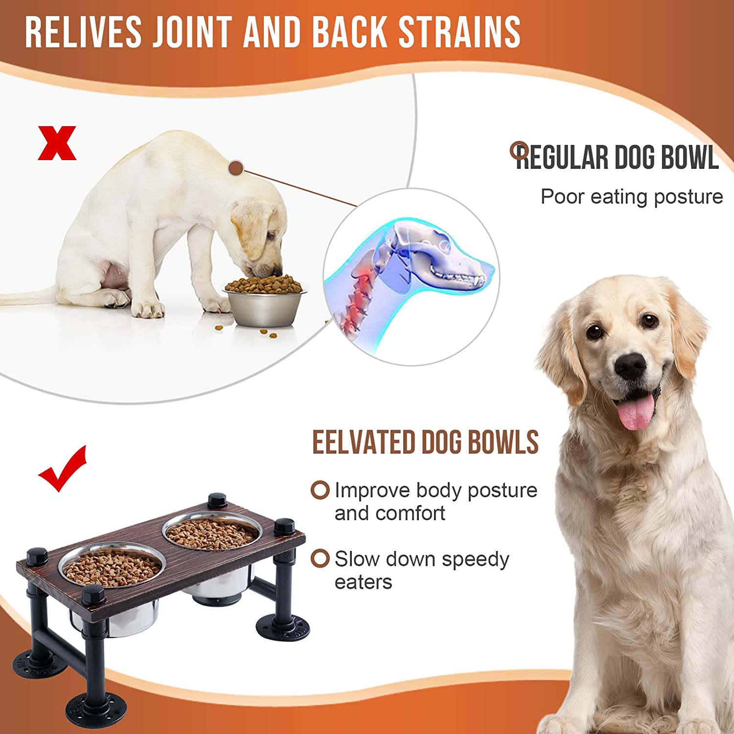 Elevated Dog Bowls - Decorative 6.5-inch-Tall Stand for Dogs and