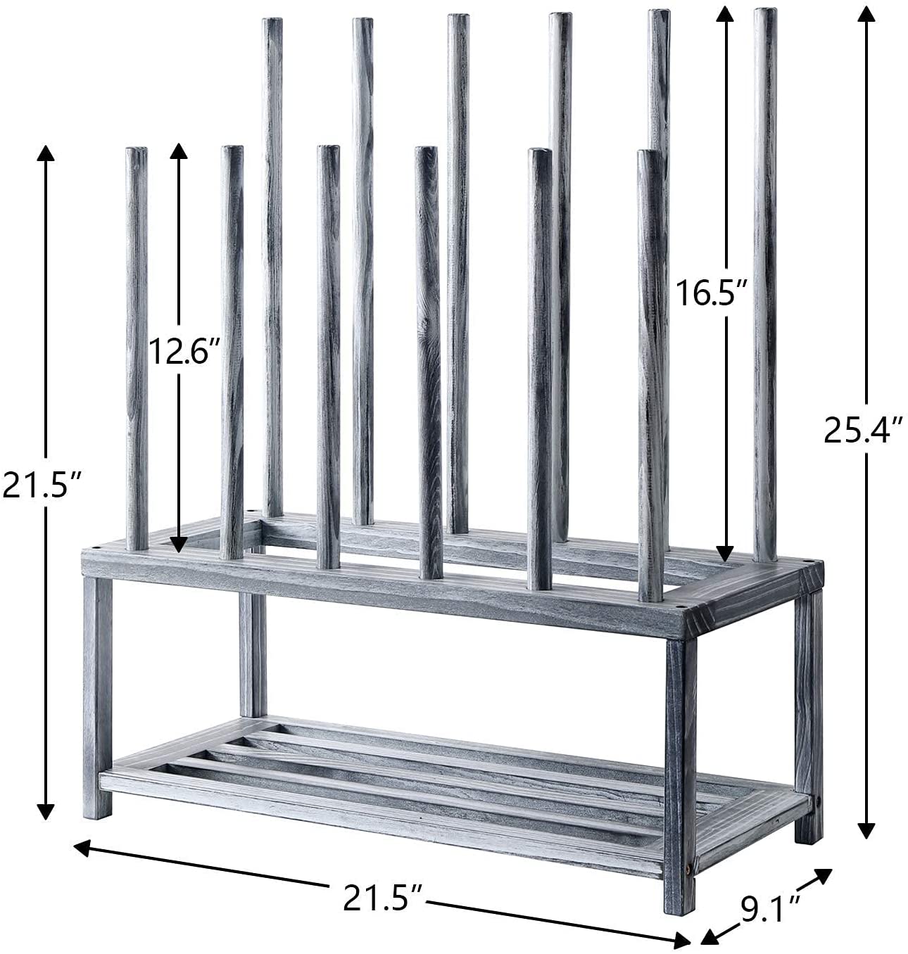 WELLAND 2-Tier Boot Storage Rack for Tall Boots and Shoes Holder 8 Pairs,  White Washed