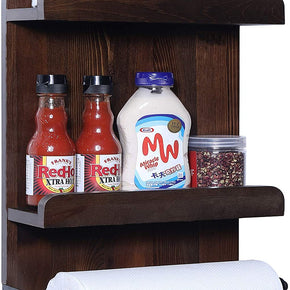 WELLAND Wall Mounted Spice Rack Kitchen Storage Shelf with Paper Towel Holder, 11"L x 4"W x 15.7"H