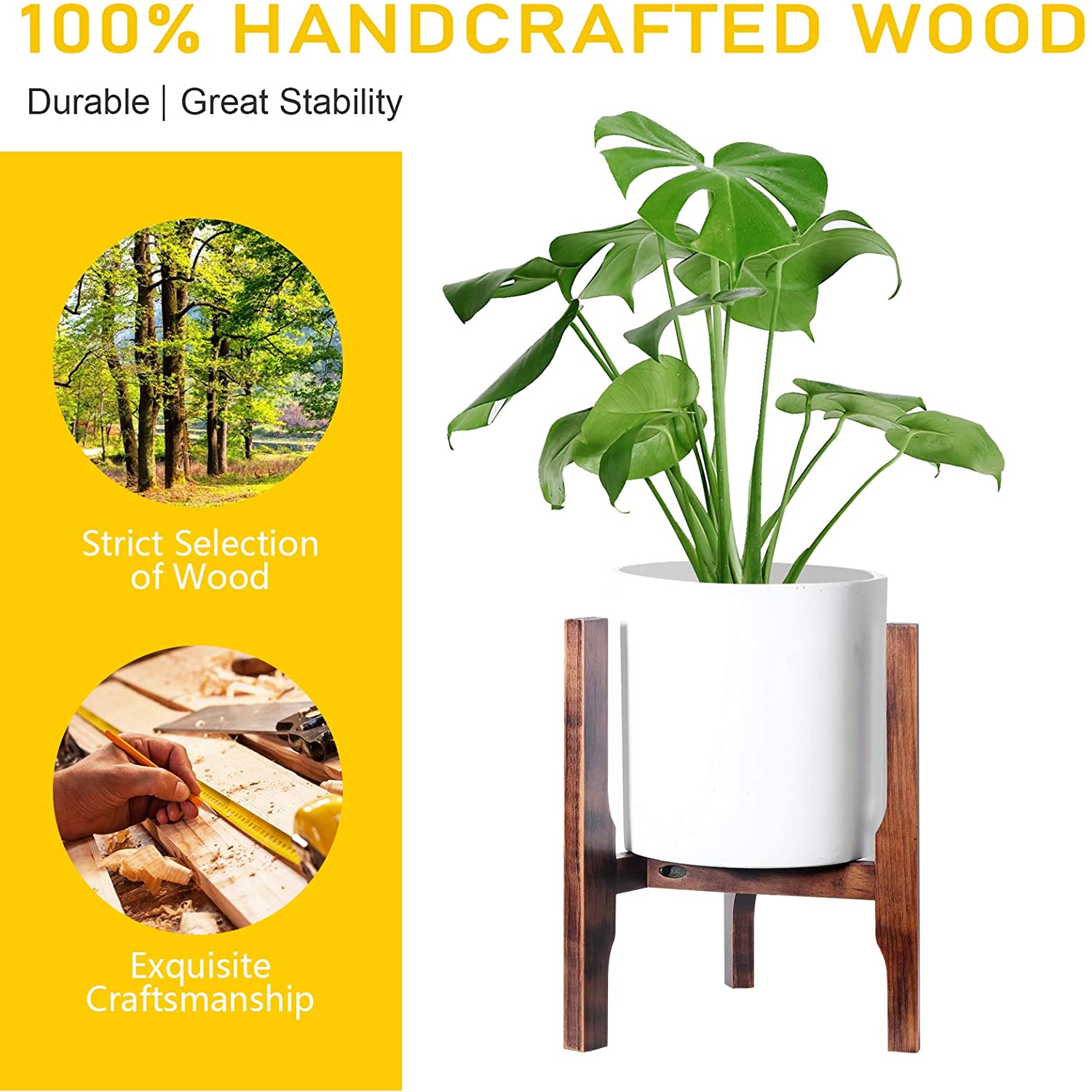 plant pot and holder WELLAND Mid Century Wood Adjustable Plant Stand Flower Pot Holder Pott