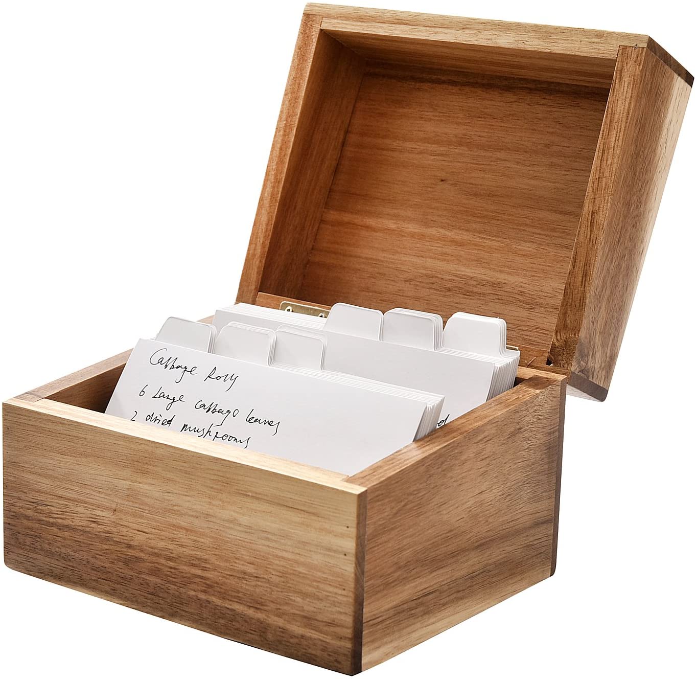 4x6 Unengraved Acacia Recipe Card Box