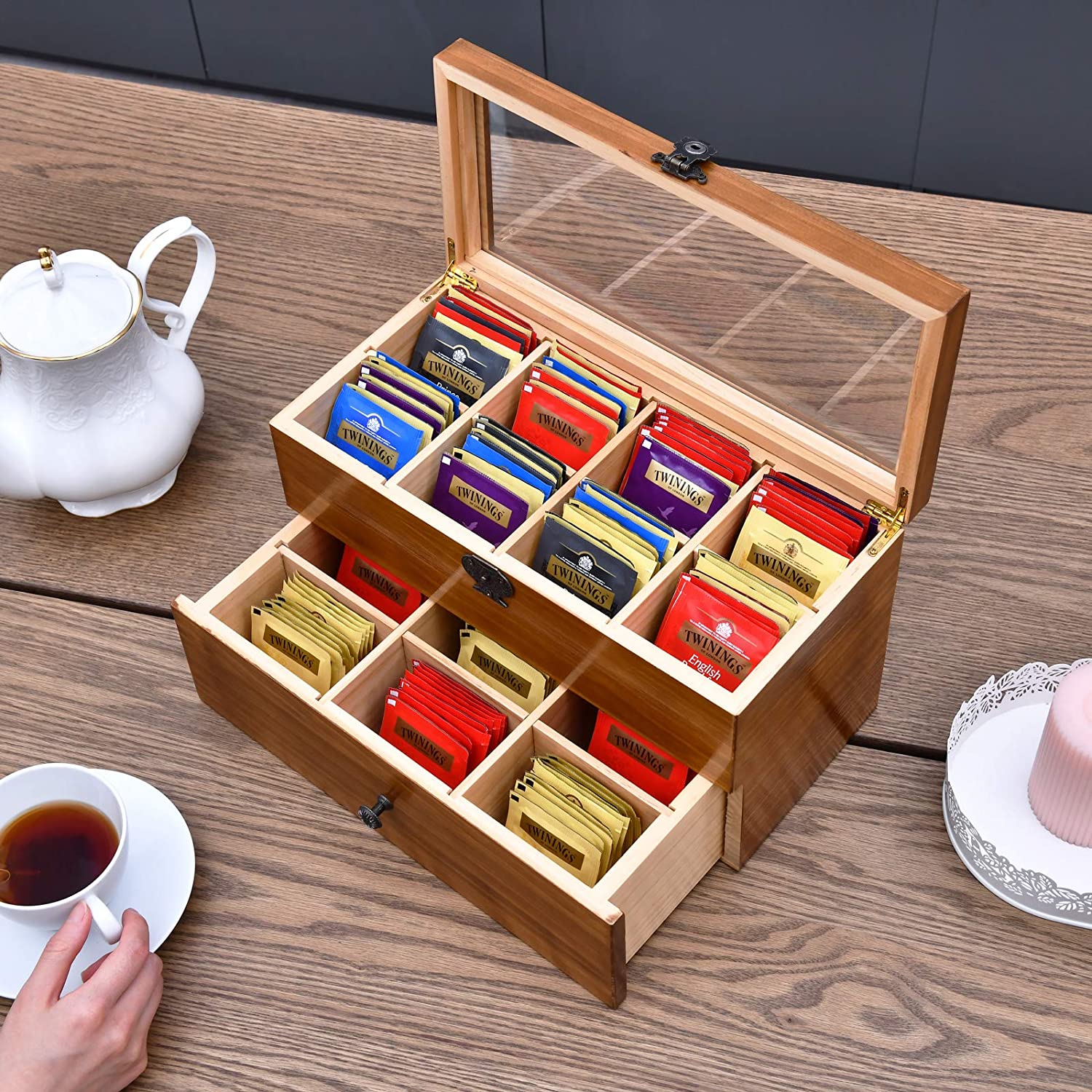 Wooden Tea Box with 64 tea bags