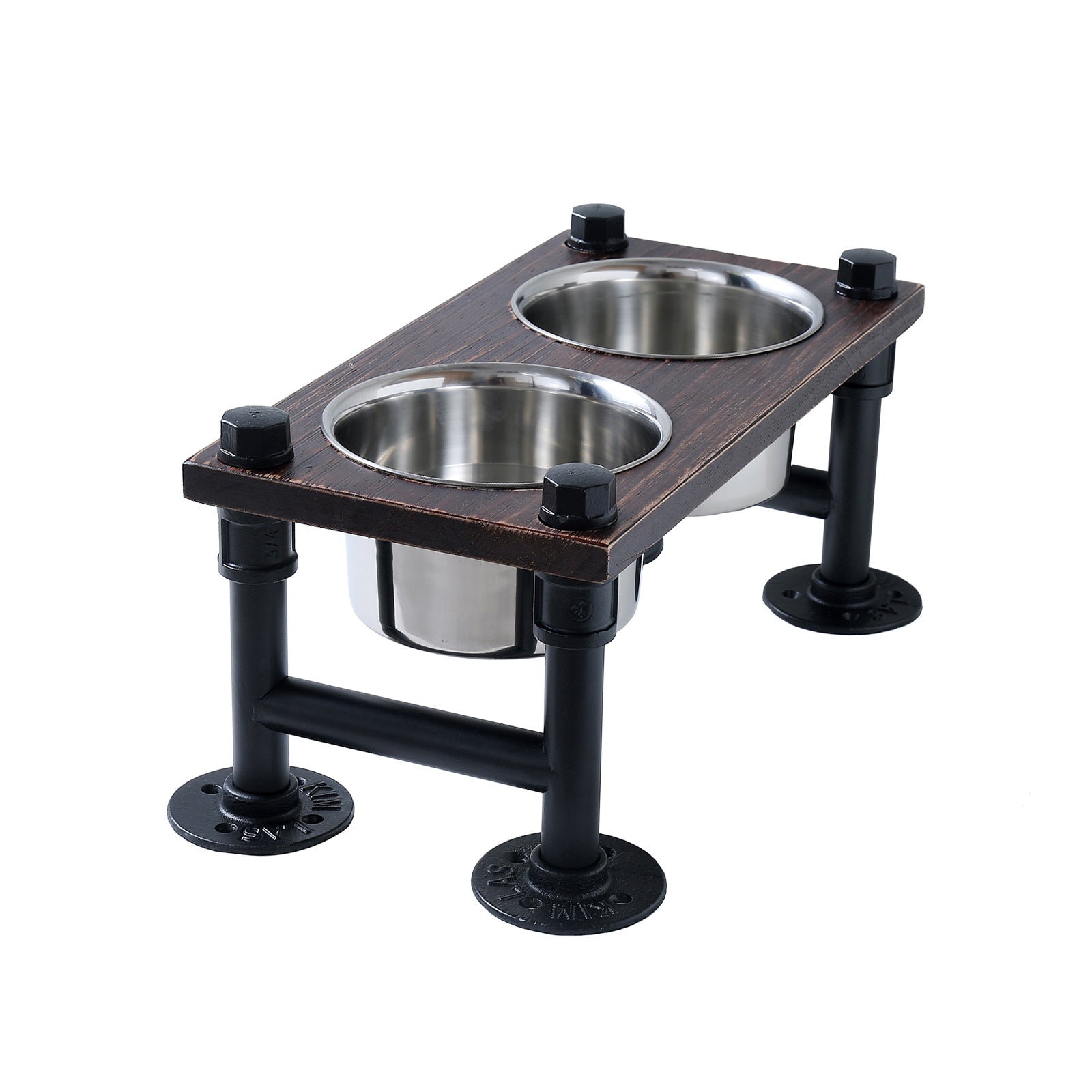 Black Steel Raised Dog Feeder