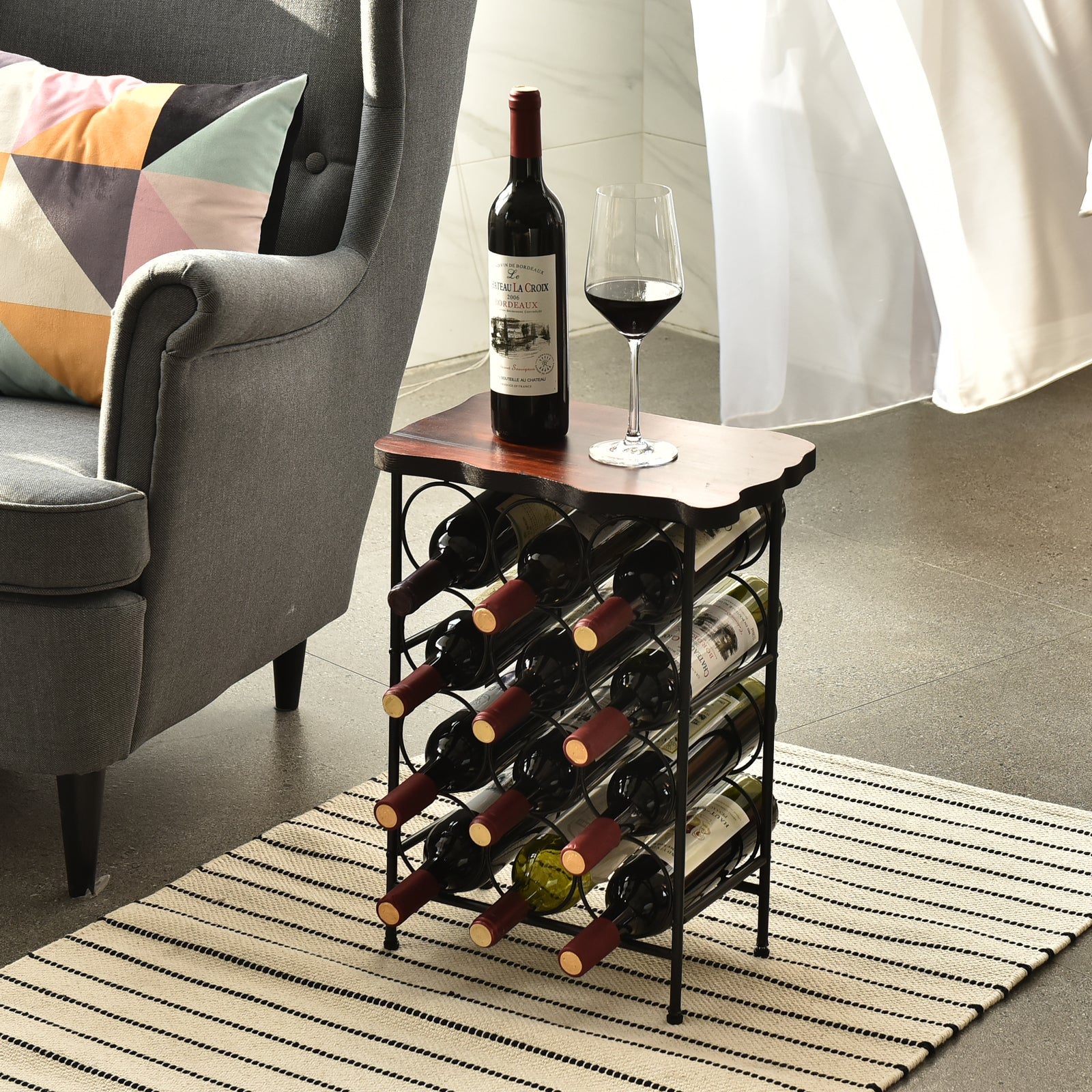 Solid Wood Wine Storage Rack  Wine Bottle and Glass Storage