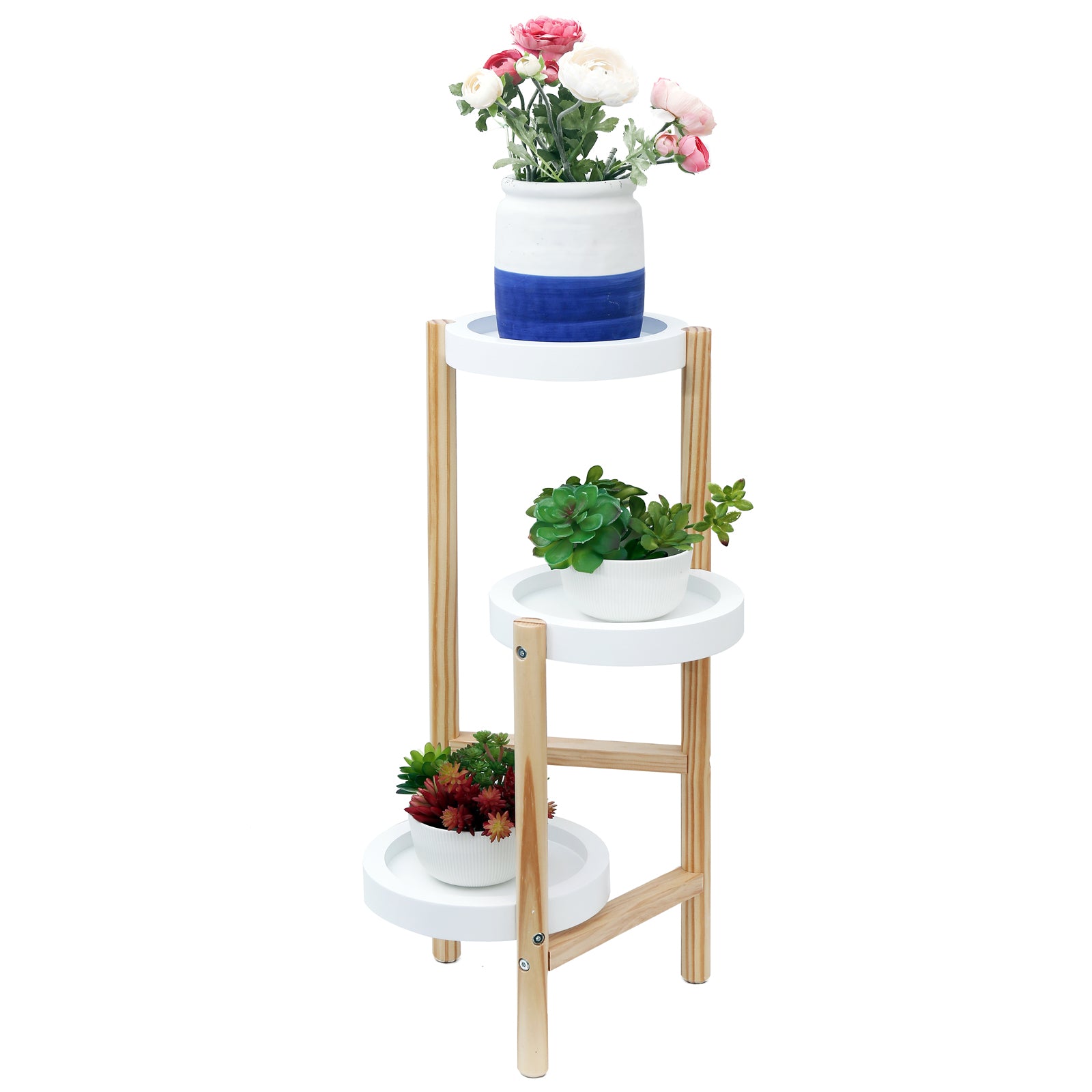 corner tiered plant stand indoor WELLAND 3-Tier Pine Wood Corner Plant Stand Plant Holder Plant Display