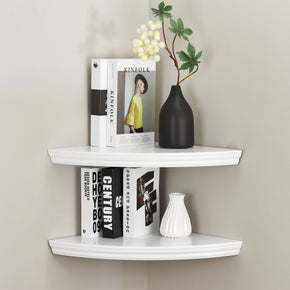 WELLAND Valencia Floating Corner Shelves Wall Mounted Shelf Display, Set of 2, 11.8"L x 11.8"W x 2"H, White/Black