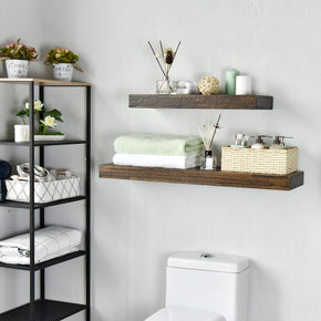 WELLAND Colin Rustic Wooden Floating Shelf Wall Mounted Shelves Display, 10"D x 2.75"T, Walnut