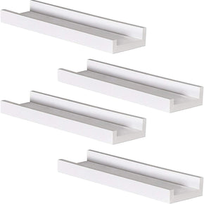 WELLAND 16 Inch Modern Design Picture Ledge Floating Shelves Wall Mounted Shelf, Set of 4, 15.75"W x 3.94"D x 1.57"H, White