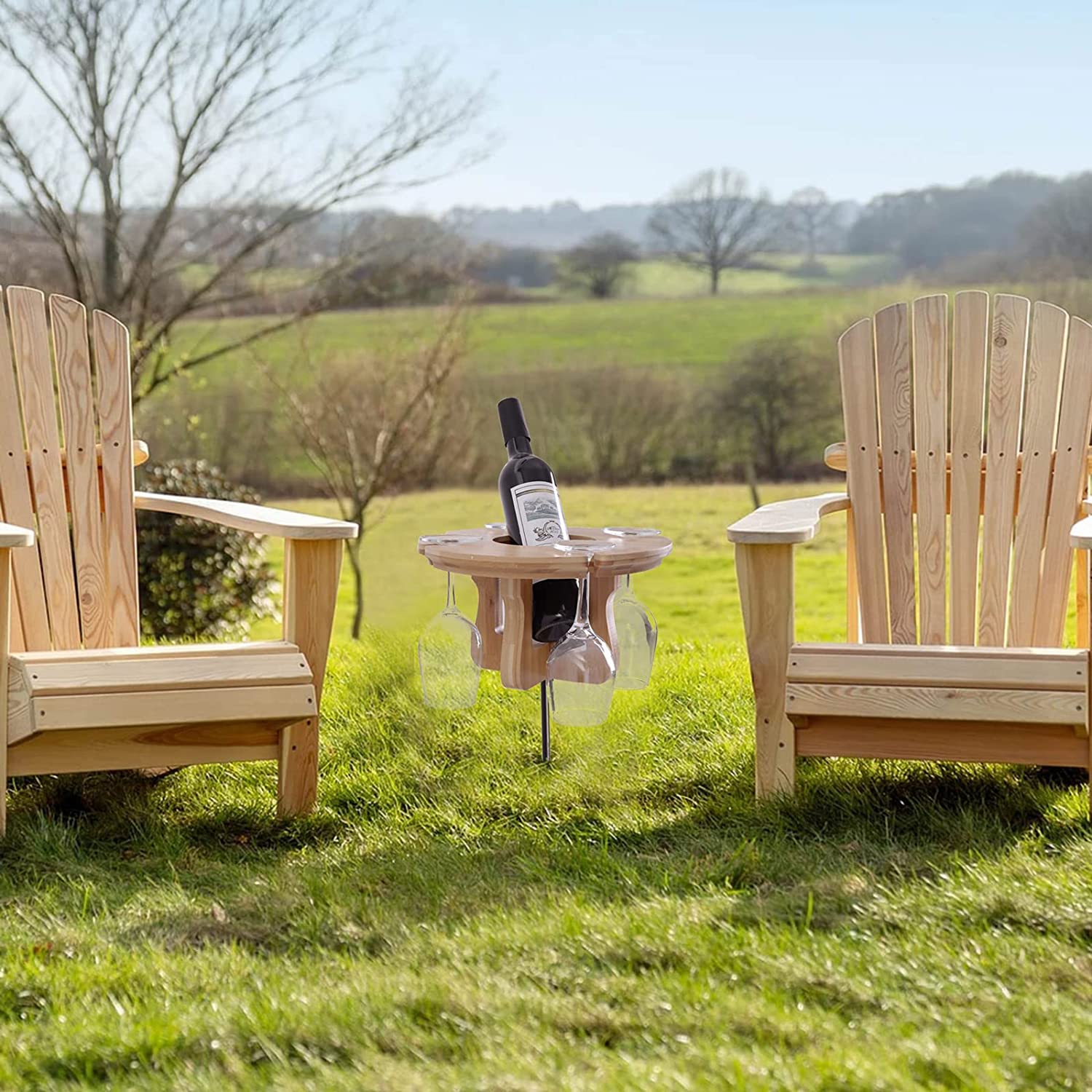 Wood Portable Wine Picnic Table