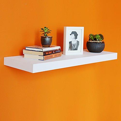 Great Choice Products White Floating Shelves For Wall Decor, 24 Inches Long  Wall Shelves For Bedroom Storage, Large Deep Wall Mounted Shelves For B…