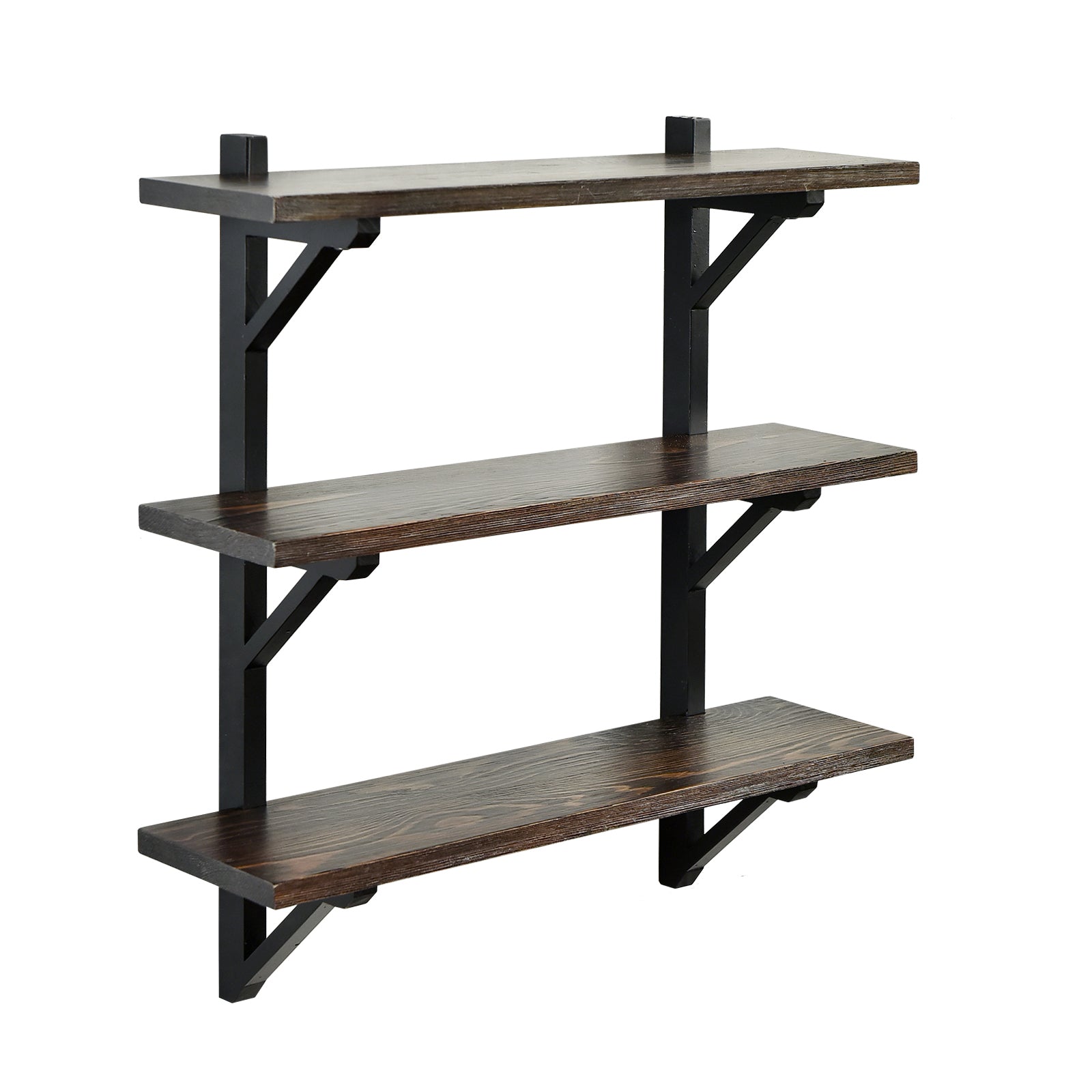 WELLAND 3-Tier Floating Shelf Rustic Solid Pine Wood & Brackets Heavy -  Welland Store