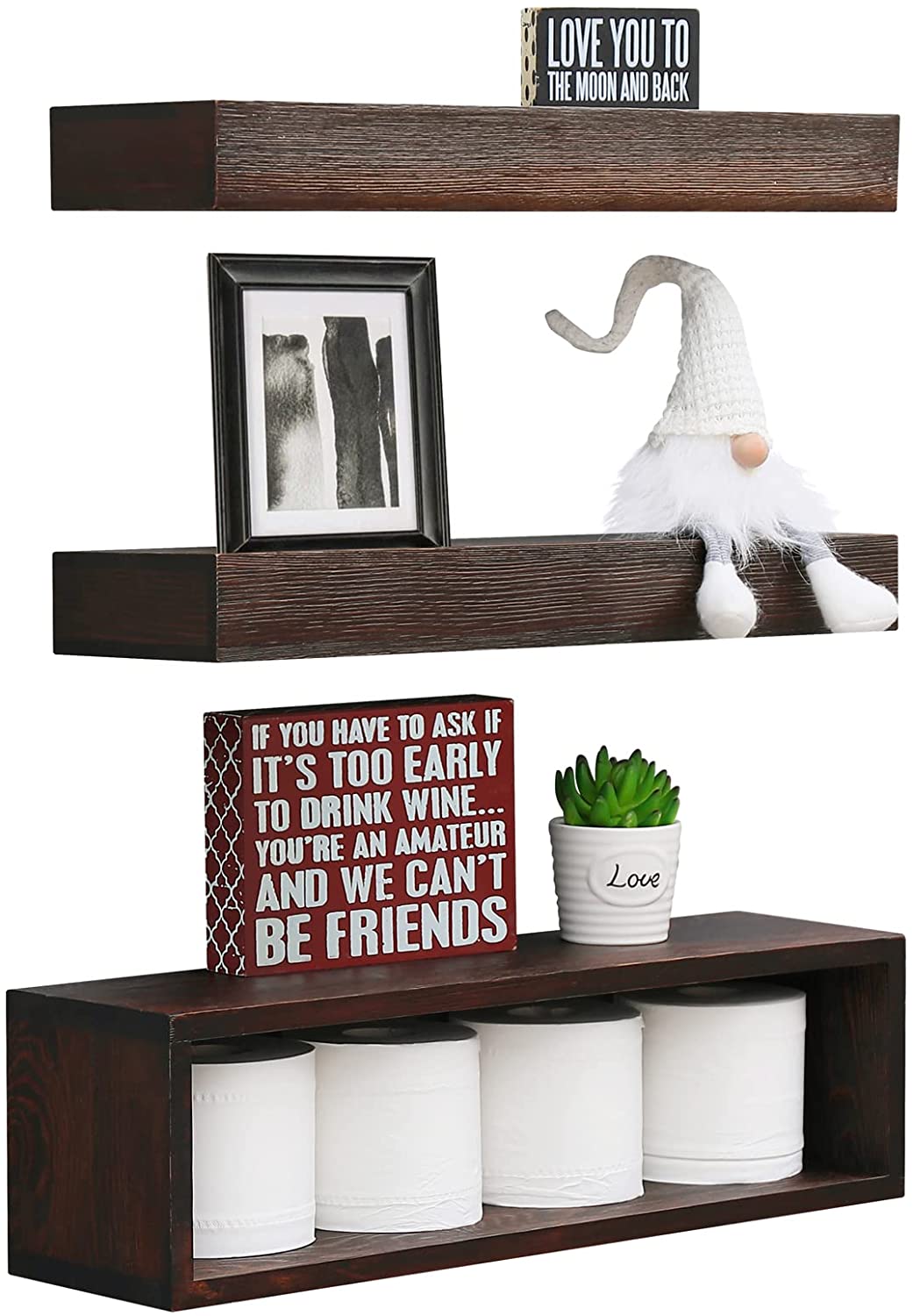 Farmhouse Bathroom Decor, Storage for Bathroom, Floating Shelves